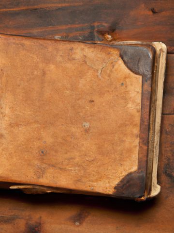 ancient cookbook on aged wood table