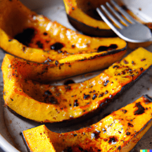 Roasted Butternut Squash with Honey-Sage Butter and Spiced Pecans